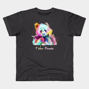 panda Watercolor rainbow portrait Kids T-Shirt